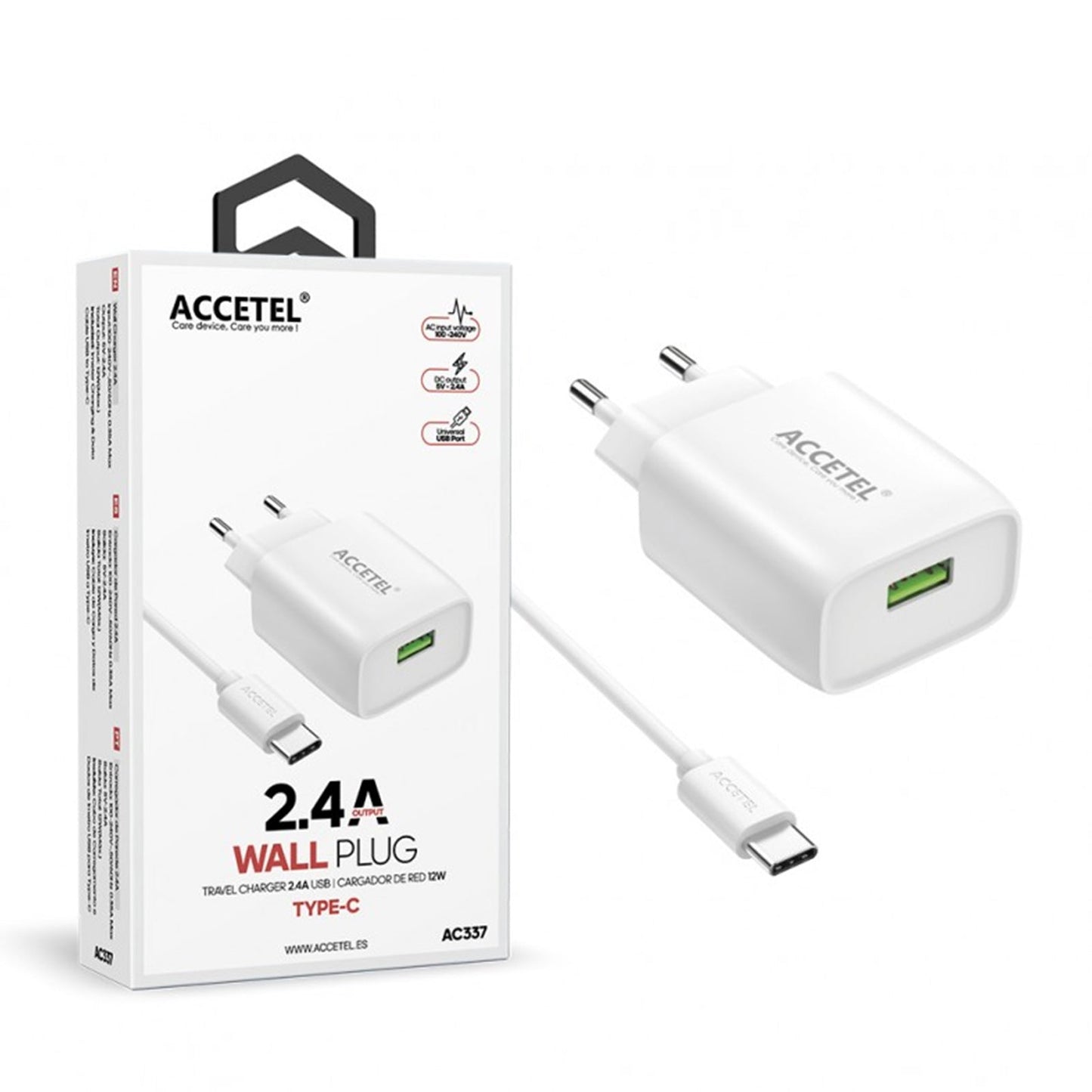 Cojunto de carregador 2.4A Uma entrada de USB Type-C
