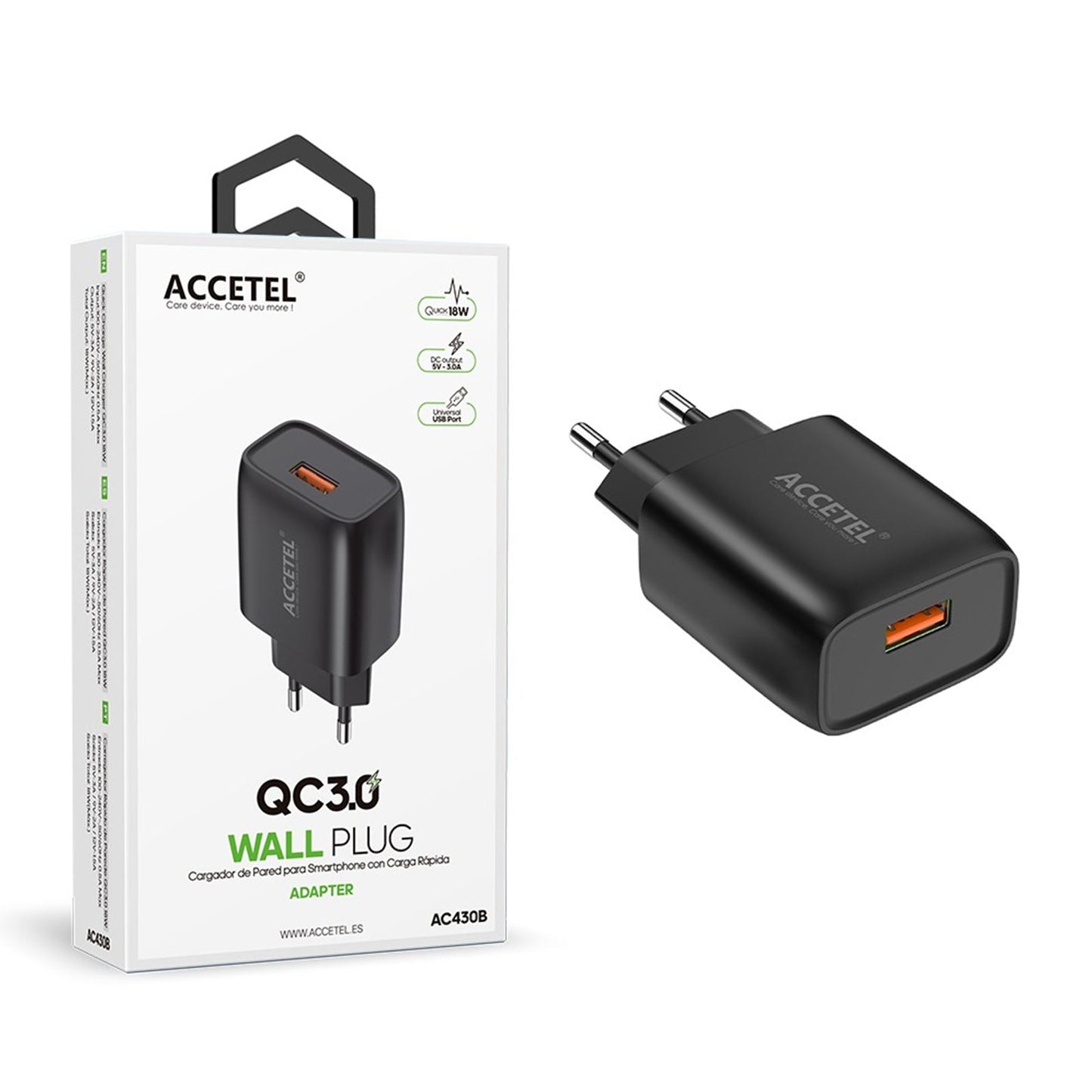 Carregador QC3.0 Uma entrada de USB