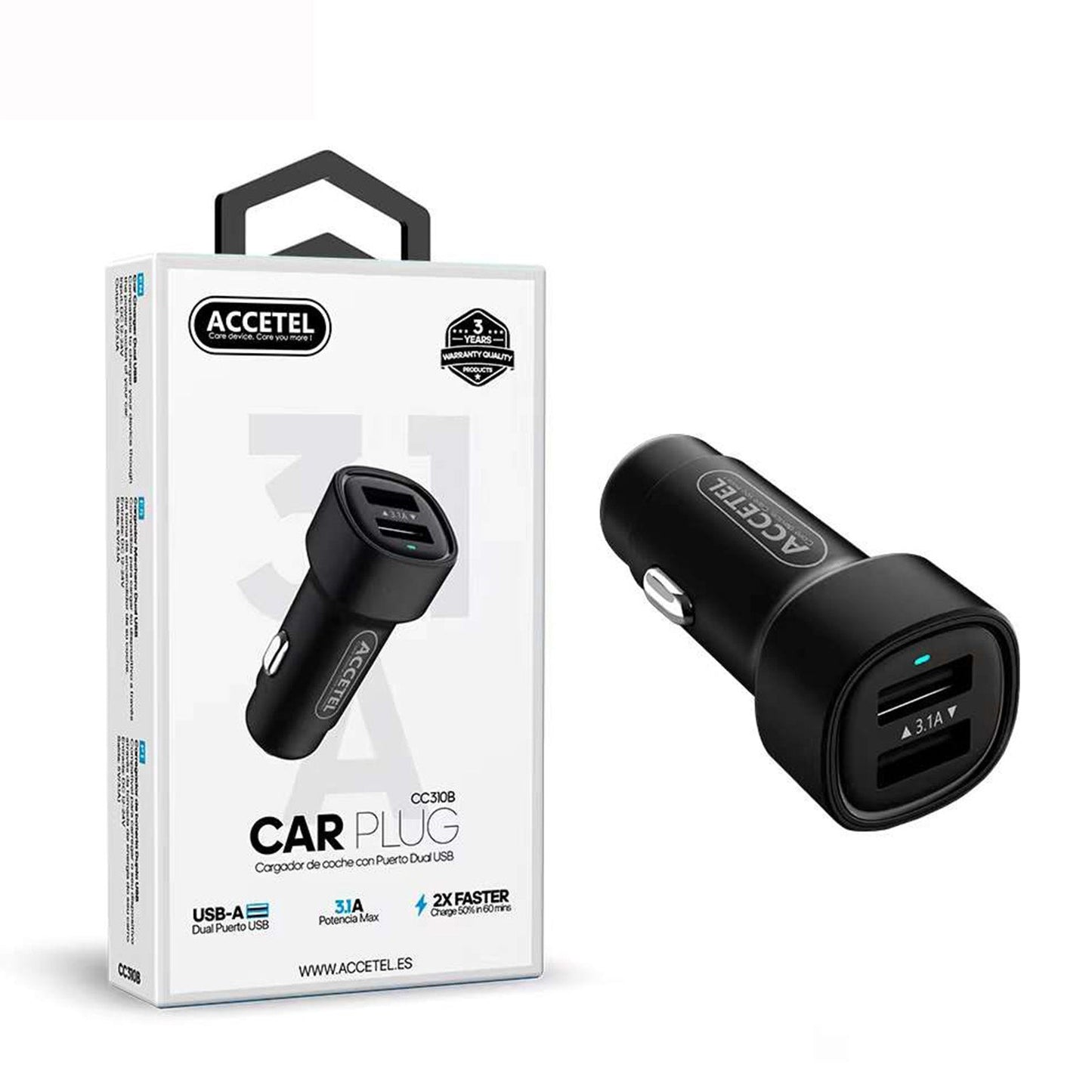 Carregador Carro 3.1A Dupla USB