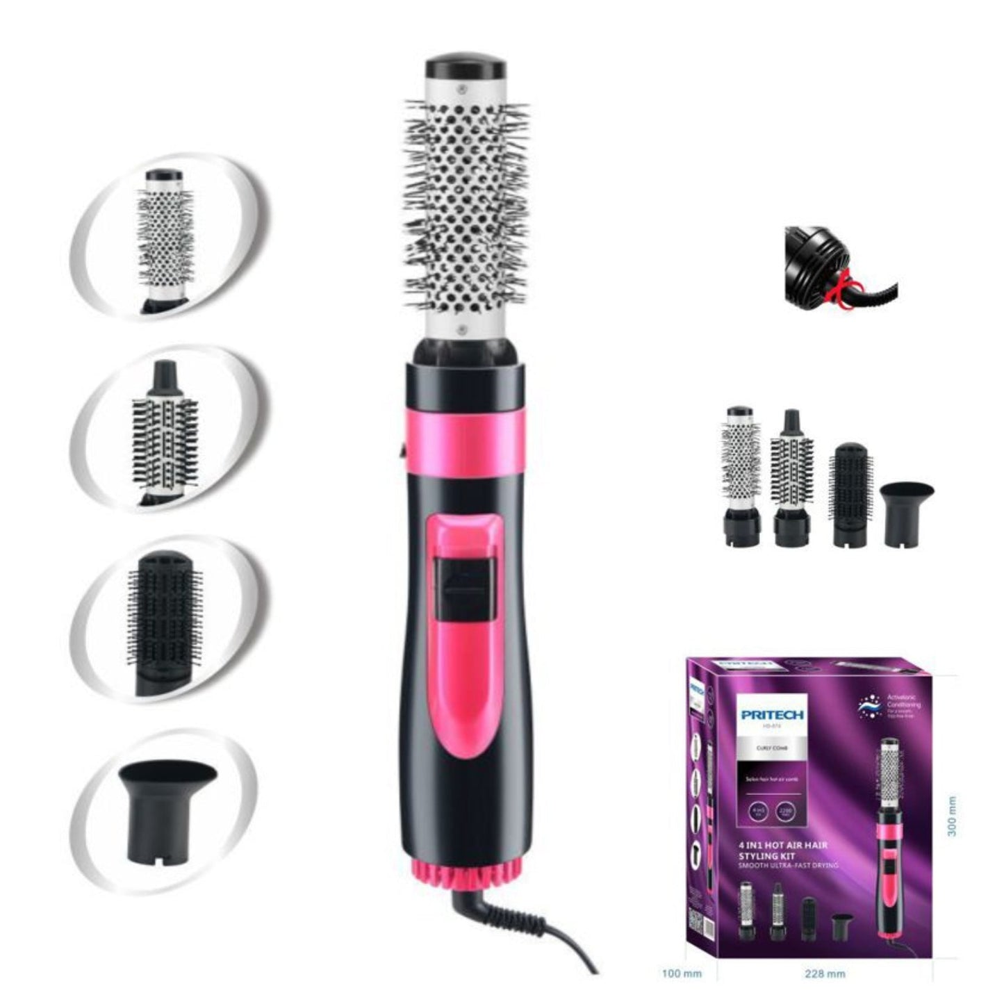 4 em 1 Escova Alisadora de Cabelo