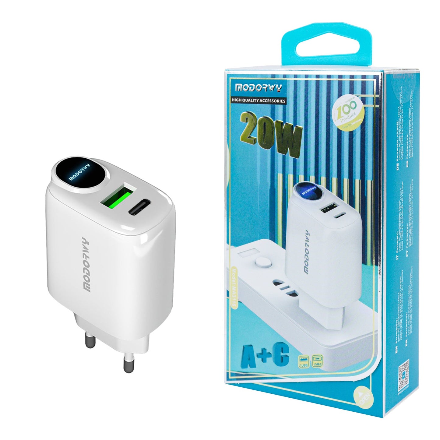 Carregador 20W Uma entrada de USB+PD