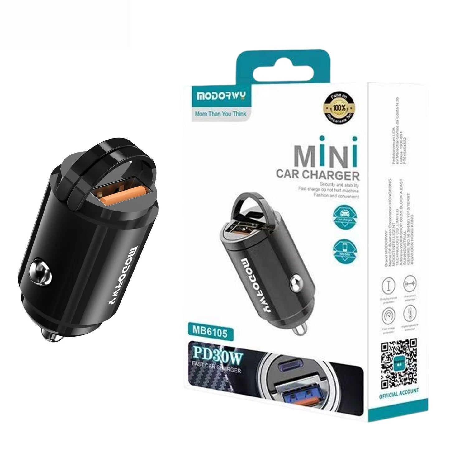Carregador Carro 30W USB+PD