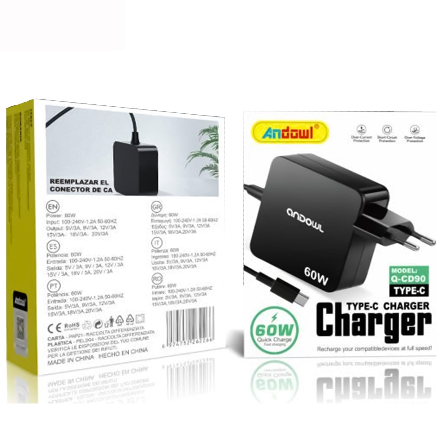 Carregador para Computador Portátil 60W Type-C PD