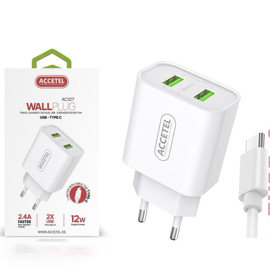 Cojunto de carregador 2.4A Dupla entrada de USB Type-C