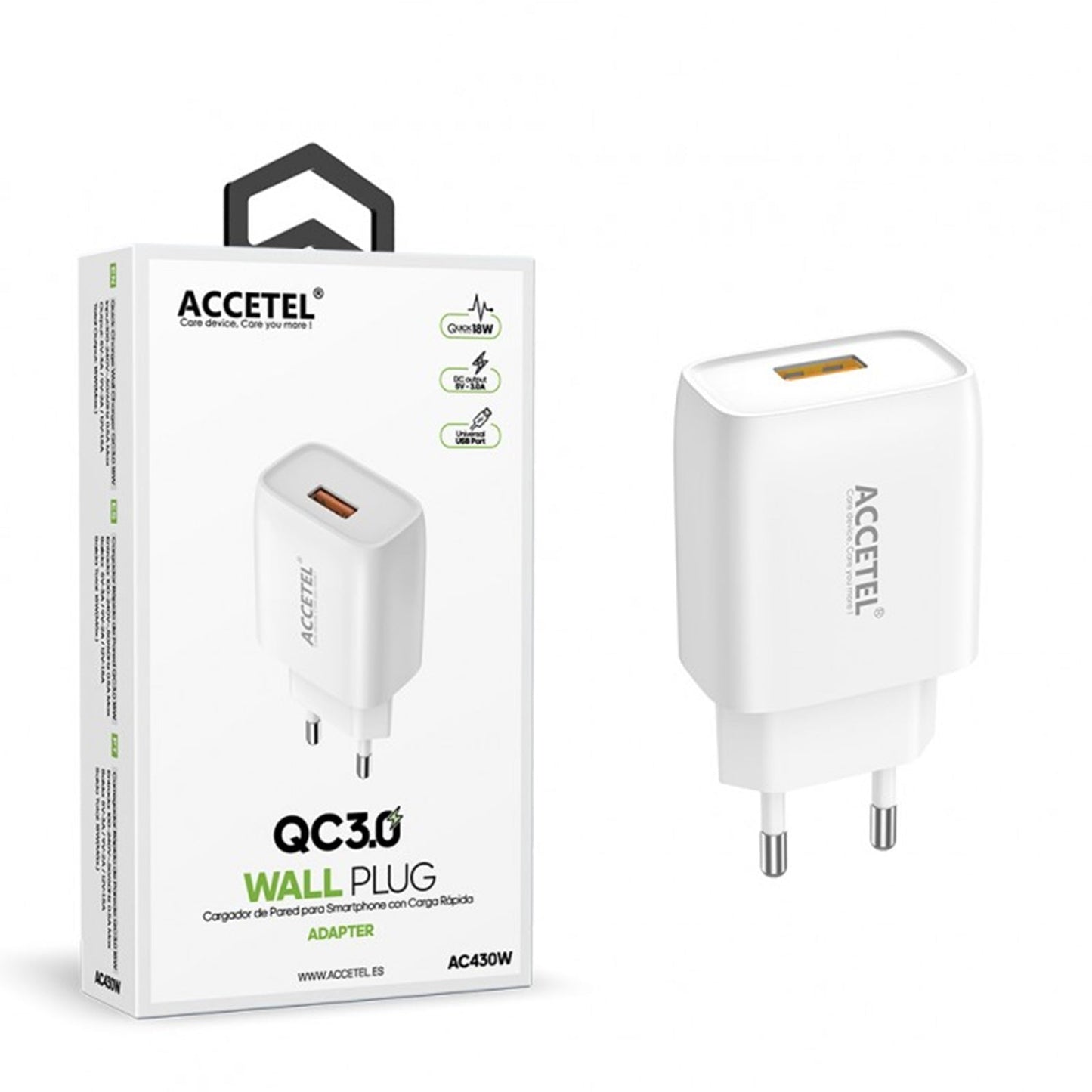 Carregador QC3.0 Uma entrada de USB
