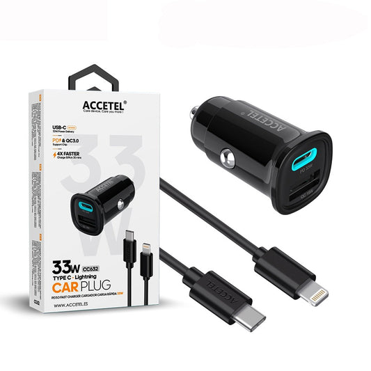 Carregador Carro 33W USB+PD Lightning