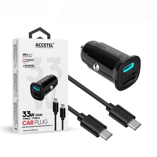 Carregador Carro 33W USB+PD Type-C