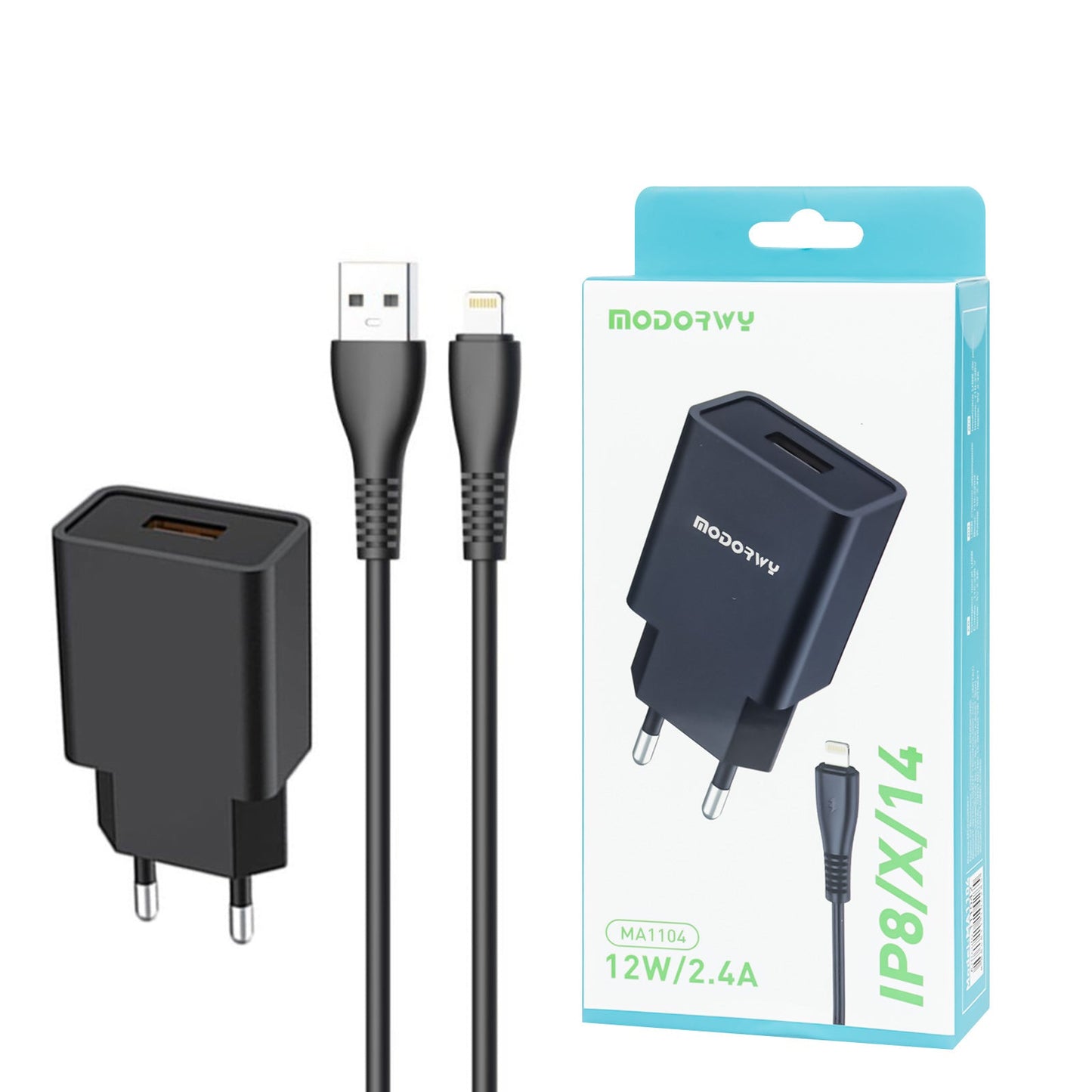Cojunto de carregador 2.4A Uma entrada de USB Lightning