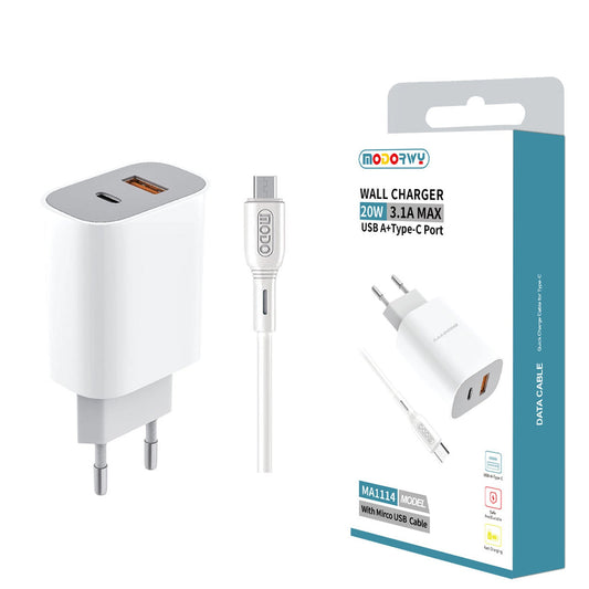 Cojunto de carregador 3.1A Uma entrada de USB+PD Micro USB