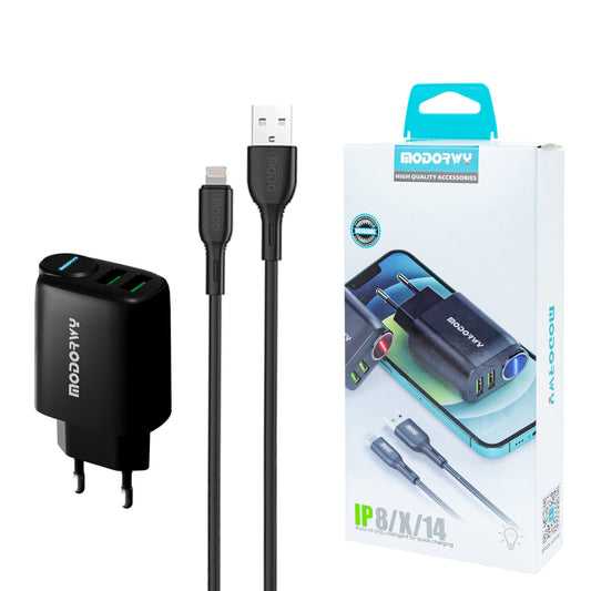 Cojunto de carregador 2.4A Dupla entrada de USB Lightning