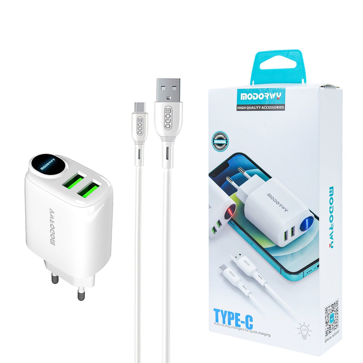 Cojunto de carregador 2.4A Dupla entrada de USB Type-C