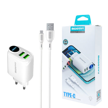 Cojunto de carregador 2.4A Dupla entrada de USB Type-C