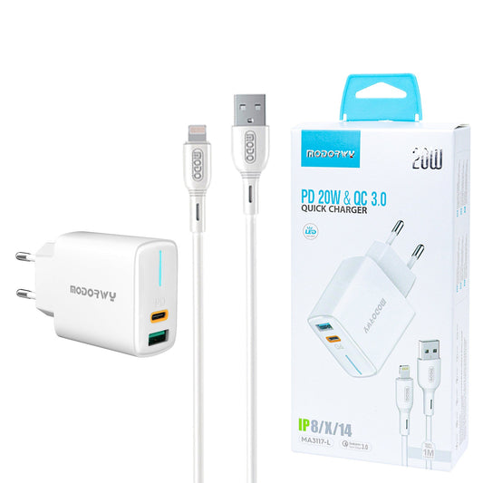 Cojunto de carregador 20W Uma entrada de USB+PD Lightning