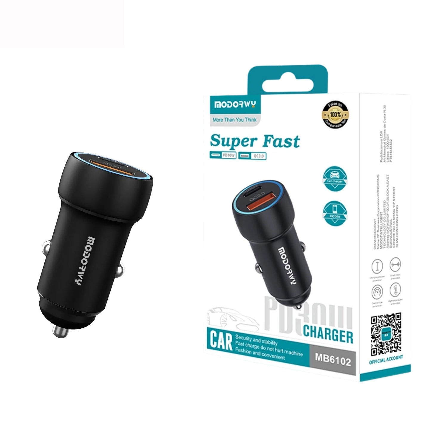 Carregador Carro QC3.0 USB+PD