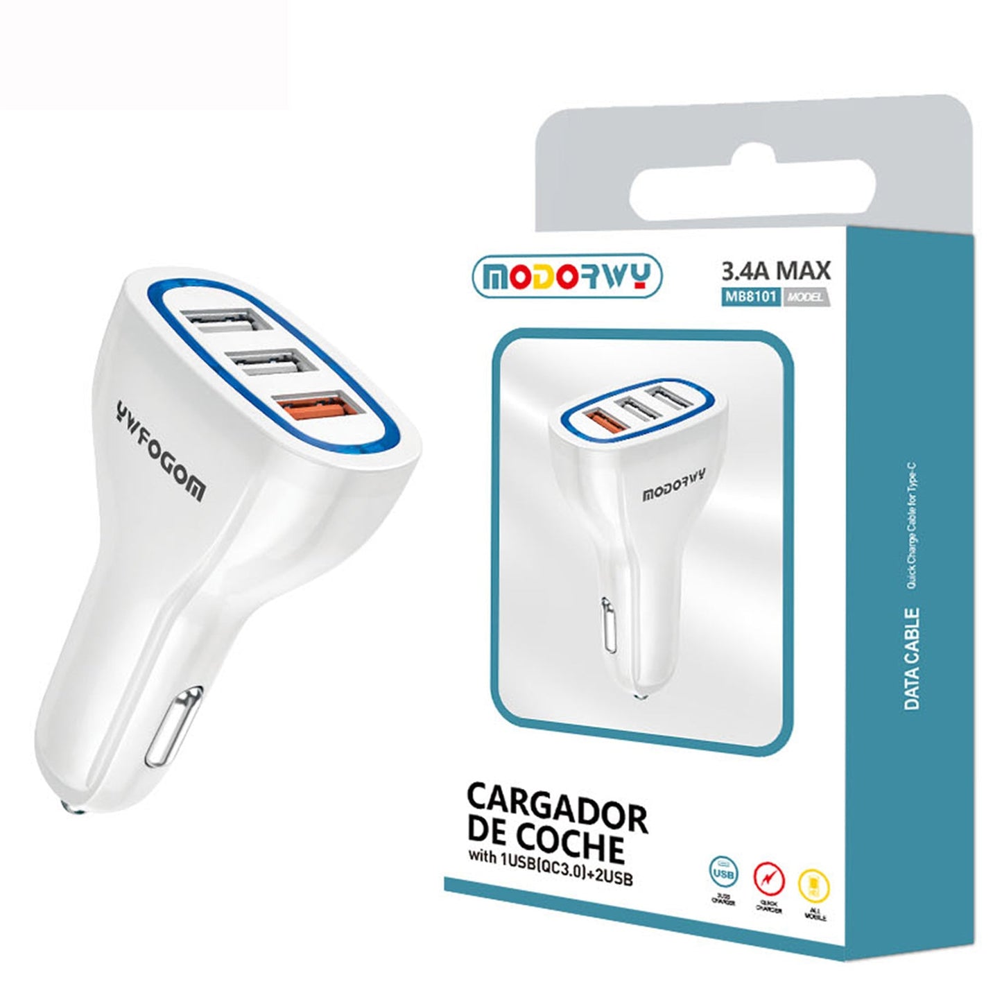 Carregador Carro 3.4A 3USB