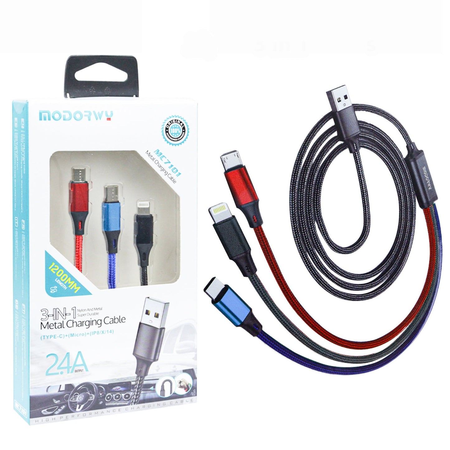 Cabo 3 em 1 1.2M 2.4A