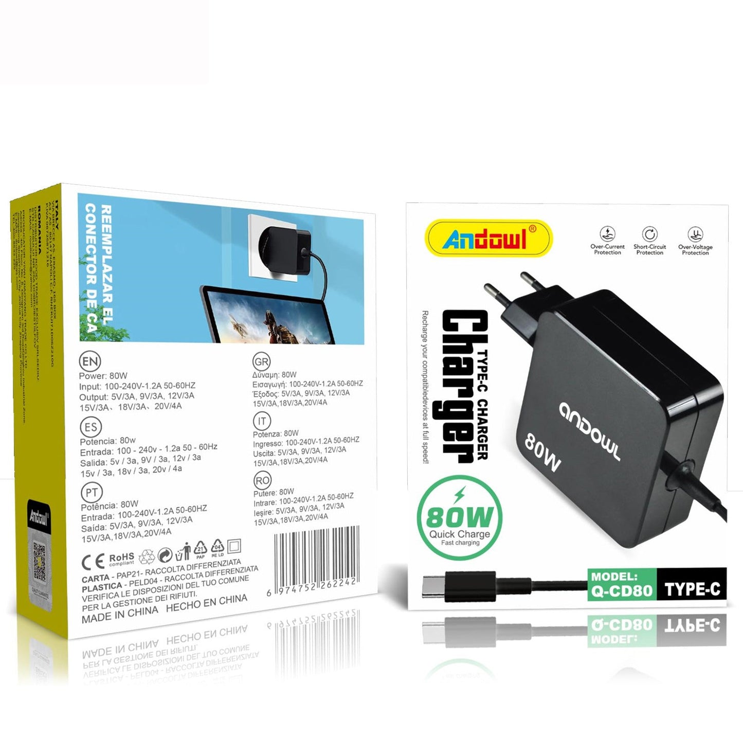 Carregador para Computador Portátil 80W Type-C PD