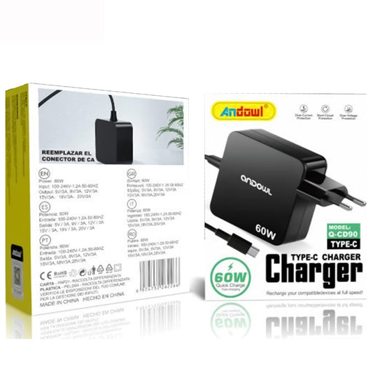 Carregador para Computador Portátil 60W Type-C PD